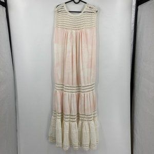 NWT Free People Light Pink/White Tie Dye Lace Sleeveless Maxi Dress